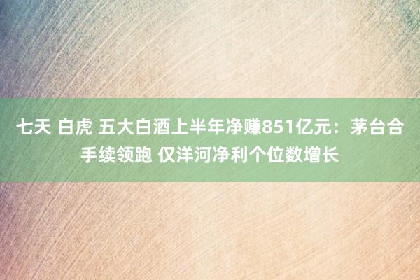 七天 白虎 五大白酒上半年净赚851亿元：茅台合手续领跑 仅洋河净利个位数增长