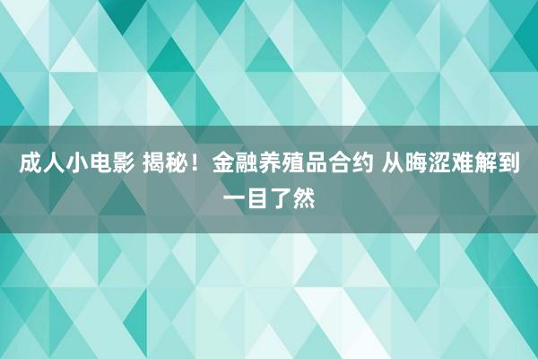 成人小电影 揭秘！金融养殖品合约 从晦涩难解到一目了然