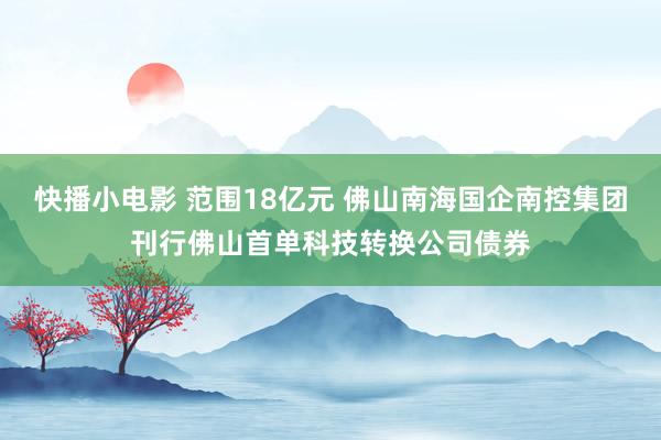快播小电影 范围18亿元 佛山南海国企南控集团刊行佛山首单科技转换公司债券